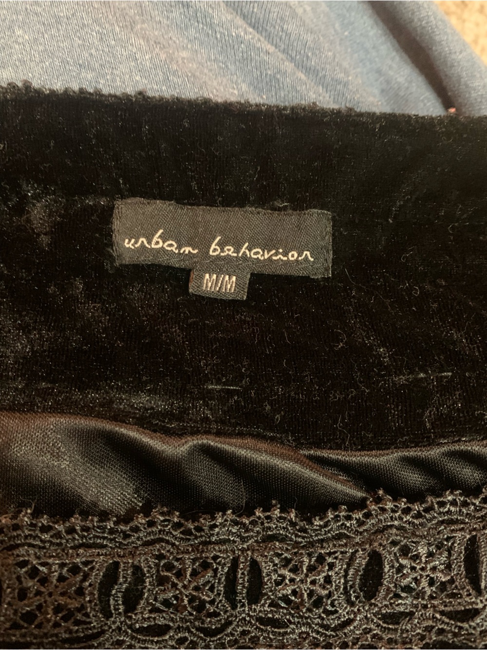 Urban Behavior Black Velvet Lace mini skirt